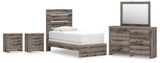 Graystorm Panel Bed, Dresser, Mirror and 2 Nightstands