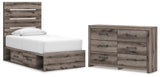 Graystorm Panel Bed with Storage and Dresser