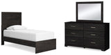 Belachime Panel Bed with Mirrored Dresser