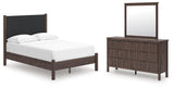Pamytta Upholstered Platform Bed, Dresser and Mirror