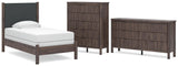Pamytta Upholstered Panel Bed, Dresser and Chest