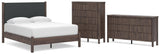 Pamytta Upholstered Panel Platform Bed, Dresser and Chest