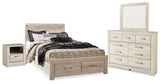 Bellaby Platform Bed with 2 Storage Drawers with Mirrored Dresser and Nightstand