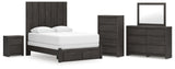 Fraluna Panel Storage Bed, Dresser, Mirror, Chest and Nightstand
