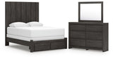 Fraluna Panel Storage Bed, Dresser and Mirror