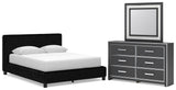 Zuraleus Upholstered Bed, Dresser and Mirror