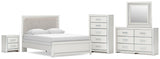 Zuraleus Upholstered Panel Bed, Dresser, Mirror, Chest and Nightstand