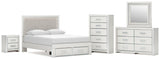 Zuraleus Upholstered Panel Platform Storage Bed, Dresser, Mirror, Chest and Nightstand