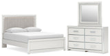 Zuraleus Upholstered Panel Platform Bed, Dresser and Mirror
