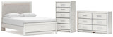 Zuraleus Upholstered Panel Platform Bed, Dresser and Chest