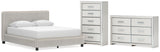 Zuraleus Upholstered Bed, Dresser and Chest