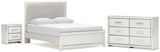 Zuraleus Upholstered Panel Platform Bed, Dresser and Nightstand