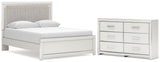 Zuraleus Upholstered Panel Platform Bed and Dresser