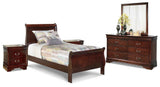 Alisdair Sleigh Bed with Mirrored Dresser and 2 Nightstands