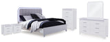 Jarlee Upholstered Panel Bed, Dresser, Mirror, Chest and 2 Nightstands