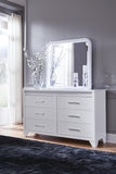 Jarlee Upholstered Panel Bed, Dresser and Mirror