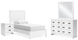 Binterglen Panel Bed with Mirrored Dresser and Nightstand