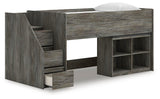 Frandern Loft Bed with Bookcase Storage