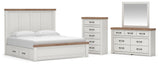 Savonport Panel Bed with Storage, Dresser, Mirror and Chest