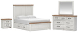 Savonport Panel Bed with Storage. Dresser, Mirror and Nightstand