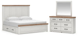 Savonport Panel Bed with Storage, Dresser and Mirror