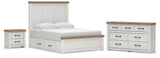 Savonport Panel Bed with Storage, Dresser and Nightstand