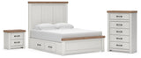 Savonport Panel Bed with Storage, Chest and Nightstand