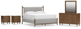 Lyncott Upholstered Bed, Dresser, Mirror and 2 Nightstands
