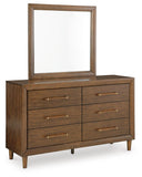 Lyncott Upholstered Bed with Mirrored Dresser
