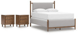 Lyncott Upholstered Panel Bed and 2 Nightstands