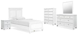 Fortman Panel Bed with Mirrored Dresser, Chest and 2 Nightstands