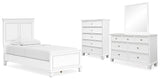 Fortman Panel Bed with Mirrored Dresser and Chest