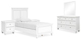 Fortman Panel Bed with Mirrored Dresser and 2 Nightstands