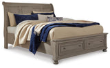 Lettner Sleigh Bed with Mirrored Dresser