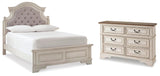 Realyn Upholstered Panel Bed with Dresser