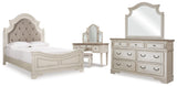 Realyn Panel Bed, Dresser, Mirror and Vanity