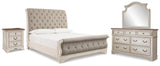 Realyn Sleigh Bed, Dresser Mirror and Nightstand