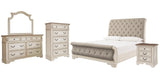 Realyn Sleigh Bed with Mirrored Dresser, Chest and Nightstand