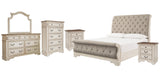 Realyn Sleigh Bed with Mirrored Dresser, Chest and 2 Nightstands