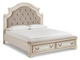 Realyn Upholstered Bed with Mirrored Dresser