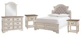 Realyn Panel Bed with Mirrored Dresser and 2 Nightstands