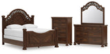 Lavinton Poster Bed, Dresser, Mirror and Chest