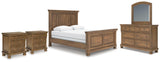 Feddinger Panel Bed with Mirrored Dresser and 2 Nightstands