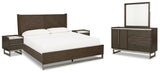 Arkenton Panel Bed with Mirrored Dresser and 2 Nightstands