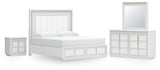 Chalanna Upholstered Storage Bed, Dresser, Mirror and Nightstand
