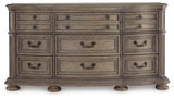 Ardenfield Upholstered Sleigh Bed and Dresser