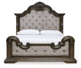 Maylee Upholstered Bed with Mirrored Dresser