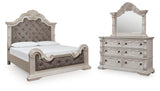 Bruchandi Upholstered Panel Bed, Dresser and Mirror