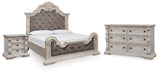 Bruchandi Upholstered Panel Bed, Dresser and Nightstand
