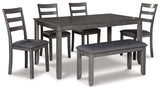 Keaton Dining Table and Chairs with Bench (Set of 6)
